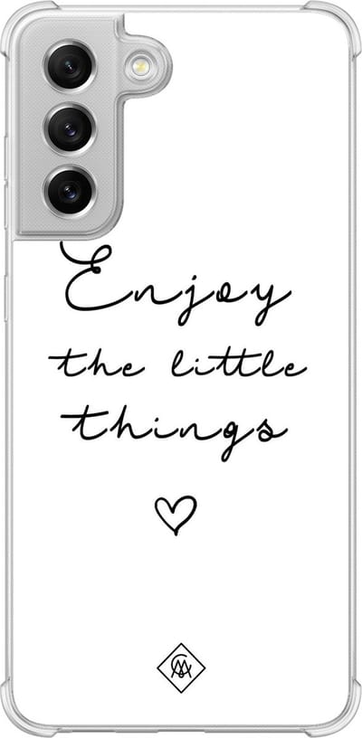 Casimoda® hoesje - Geschikt voor Samsung Galaxy S21 FE - Enjoy Life - Shockproof case - Extra sterk - Siliconen/TPU - Wit, Transparant