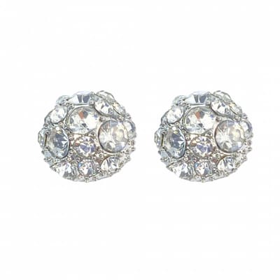 Magneet oorbellen zilverkleur Luxe strass 10 mm