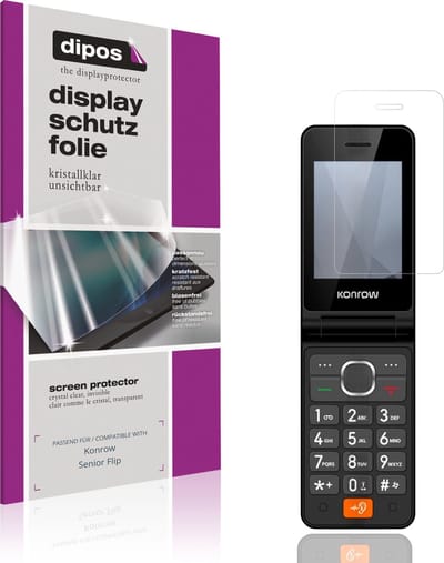 dipos – 4x Beschermfolie geschikt voor Konrow Senior Flip | Krasbestendige & heldere Screenprotector Ultra-Thin