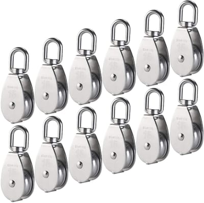Ynkkvre - katrol - M15 enkelvoudige roestvrijstalen katrol 304 - 15mm losse katrolblok rol - hijskraan draaikap haak voor touw, kabel, lading 35kg - 12 stuks