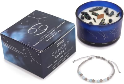 Zodiac kristallen kaars met edelsteen armband - kreeft - sterrenbeeld kaars - cancer