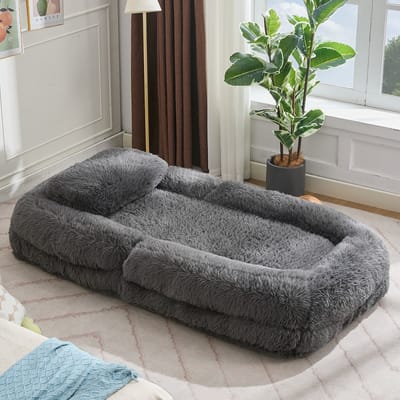 DESMIU Fauteuil 102 x 89 x 88 Cm - 5 Standen Verstelbare Rugleuning En Uitklapbaar Ligvlak - Voor Gamen En Ontspannen - Pluche Donkergrijs