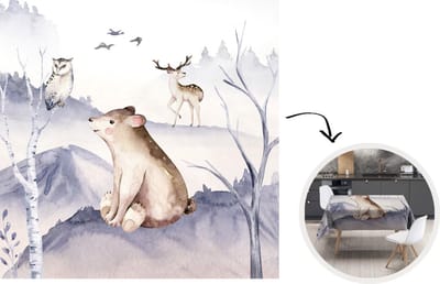 Tafelkleed - Tafellaken - 180x180 cm - Dieren - Winter - Uil - Binnen en Buiten