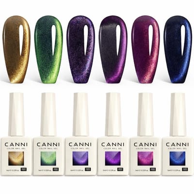 Canni - Cateye gellak - 6 stuks - HEMA-vrij - TPO-vrij - Cat eye gellak - Gellak - Pink Gellac - Cat eye - Cat eye nagellak - Cat eye gellak set - Gellak nagellak - Gellak set