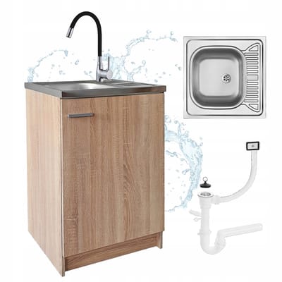 STAMAR - Keukenkast 60cm met Wastafel + Wastafelkraan - Keuken meubel - Eik Sonoma