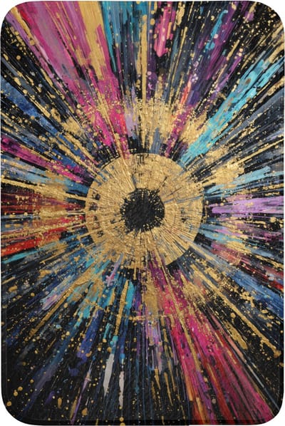 WC mat 60x90 cm - Antislip - Explosie - Goud - Kleurrijk - Abstract - Toiletmat - Vloermat - Douchemat - Toilet tapijt - Toiletmatten