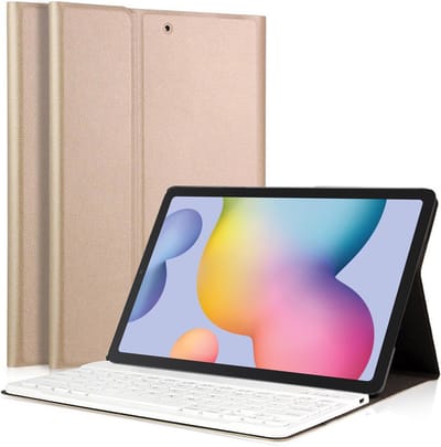 Hoes met toetsenbord geschikt voor Samsung Galaxy Tab S6 Lite 2024 / 2022 / 2020 - Keyboard Book Case Cover Hoesje Goud