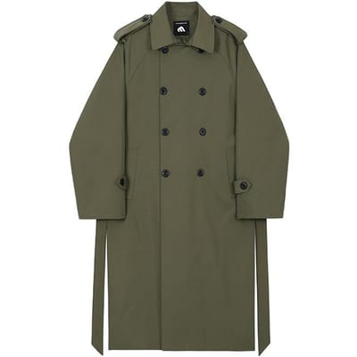 Herfst Mannen Trenchcoat Middel en Lang Over de Knie Los Koreaanse Versie Knappe Trendjas L black
