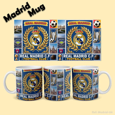 Real Madrid Voetbal Mok High quality print 325 ml - Coffee Mug - Football Gift Real Madrid Official Logo Cup – Football Fan Mug, Ceramic Coffee Cup for Madridistas