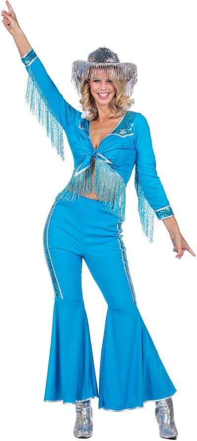 Western Verkleedset Franjes Dames Azuurblauw - Maat 34