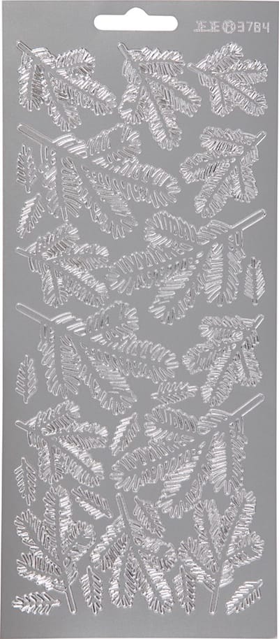 Stickers, twijgen, vel 10x23 cm, zilver, 1 vel