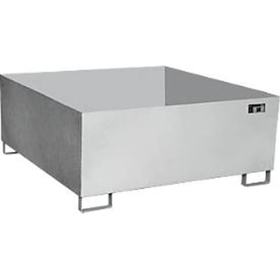 Bauer VAW-1000 lekbak, L 1460 x B x 1460 x H 620 mm, tot 1000 l, roestvrij staal, toegankelijk van onderaf