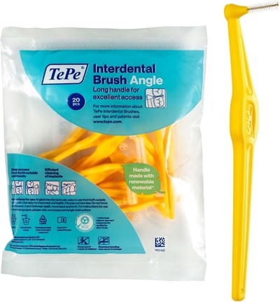Interdentale Rager - Plakverwijderaar - Efficiënte Reiniging - Gehoekte Kop Lang Handvat - 0.7mm ISO 4 - Geel