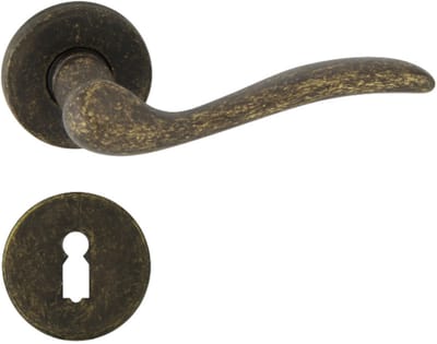 Domino® Deurkrukgarnituur TULUZA R M75 - Antiek Brons - BB- gladde sleutel met Ronde Rozette - Deurbeslag van aluminium - Deurklink voor kamerdeur, kantoordeur, kelderdeur en binnendeur