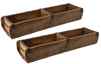 Houten kist vintage met twee kamers - multifunctionele decoratieve bak