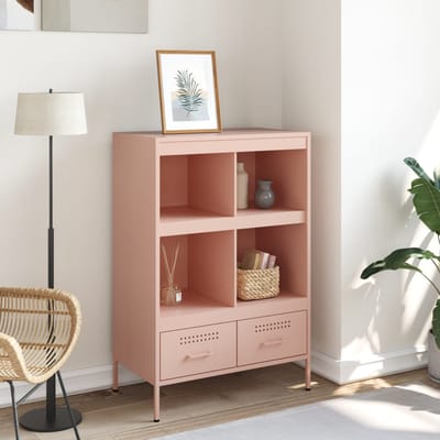 vidaXL - Hoge - kast - 68x39x101,5 - cm - staal - roze