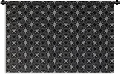 Wandkleed - Wanddoek - Kompas - Patronen - Zwart Wit - 180x120 cm - Wandtapijt