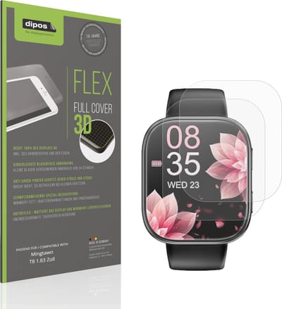dipos FLEX – 2x Matte Screenprotector geschikt voor Mingtawn T8 1.83 Zoll | Volledige Schermbescherming | Case-Friendly