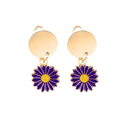 Clip oorbellen -paars- Aster- goudkleurig- lang- geen gaatje-Charme Bijoux