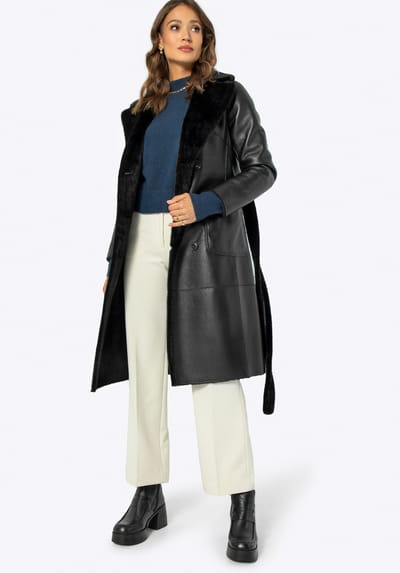 Wittchen Damesjas met stropdas, dubbelzijdig, zwart, polyester