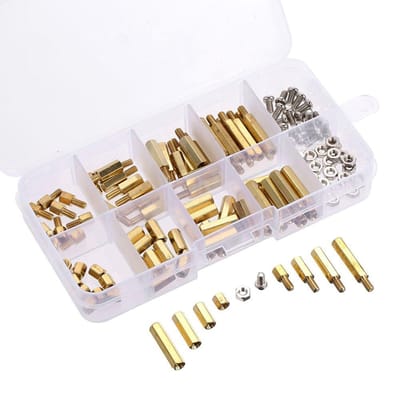 180 stuks M2.5 Man Vrouw Zeskant Messing Afstandshouder Standoff Schroef Moer Zeskantmoer Afstandsschroef Assortiment Kit
