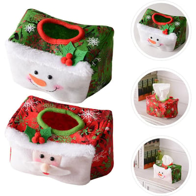 2 Stuks Kerst Tissue Set Toiletpapierhouder Kerst Handdoeken Ornamenten Tafeldecoratie Huisversiering Hoes black