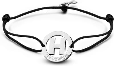 Key Moments 8KM-A00008 - Armband met stalen letter H en sleutel - one-size - Initiaal sieraad - Zilverkleurig