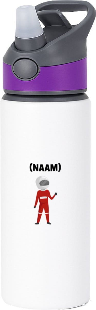 Hacebo® - Formule 1 met eigen naam waterfles met rietje paars - Auto rijden - Auto liefhebbers - Autosport - water fles - 650ML