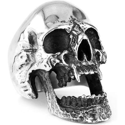 Hoogglans Gotische Vampier Schedel Ringen Voor Mannen Zware Schedel Roestvrij Staal Biker Ring Punk Motorrijder Sieraden Cadeau Maat 7-15 12 gray