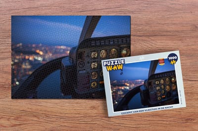 Puzzel Cockpit van een vliegtuig in de nacht - Legpuzzel - Puzzel 1000 stukjes volwassenen