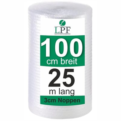 Grote Noppen Luchtkussenfolie Rol 100 cm Breed 25 m Lang Verpakkingsmateriaal