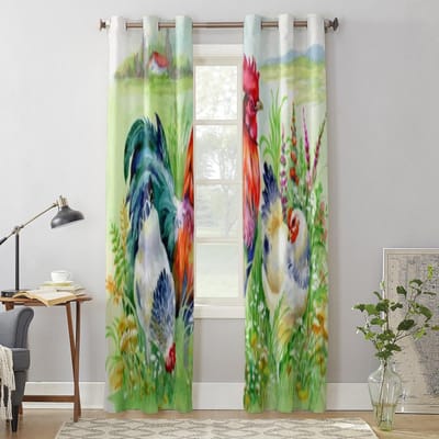Kip En Haan In Het Gras Raamgordijnen Voor Woonkamer Keuken Moderne Gordijnen Huisdecoratie Jaloezieën Drapes 135W x 60H(cm) x1 gray
