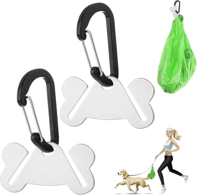 Handvrije Poepzak Houder voor Honden, Metalen Afvalzak Houder, Poepzakdrager voor Riem, 2 Stuks, Zwart, Ideaal voor Wandelen en Buitenactiviteiten