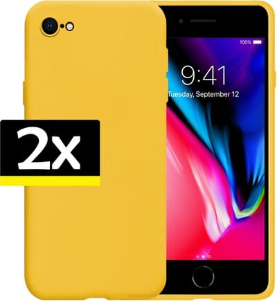 Hoesje - 2 Stuks - Geschikt voor Apple iPhone 7 - Sterk & Shockproof - Case Siliconen - Back Cover - Telefoon Hoes - Telefoonhoesjes - Geel