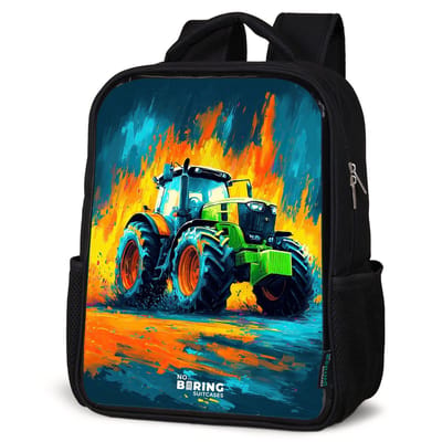 NoBoringSuitcases.com® - Rugzak zwart jongens - Schooltas jongen - NoBoringSuitcases.com® - Rugzak zwart - Schooltas jongen & meisje - Tractor - Groen - Abstract - Penseelstreken - Rugtas voor school - Boekentas kind - Schoolrugzak - Kinderrugzak
