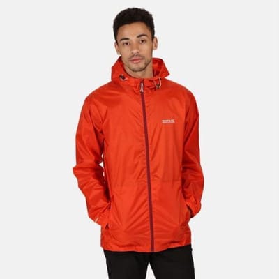 Regatta Pack-It III Waterdichte Opbergbare Jas Met Capuchon Voor Heren Oranje Rood