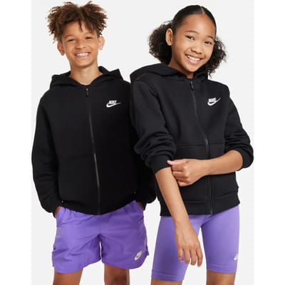 Nike Club Hoodies Kinder - Zwart - Maat 128 - 137 CM - Katoen Fleece