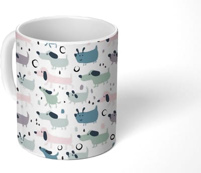 Mok - Koffiemok - Patroon - Hond - Tekenen - Jongens - Meisjes - Kinderen - Kind - Mokken - 350 ML - Beker - Koffiemokken - Theemok