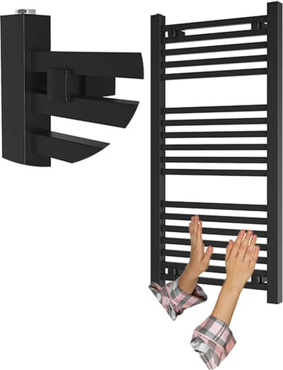 Granitan Handdoekradiator Bergen - 100x50cm - Zwart - Ladderdesign - Badkamer Verwarming - CV Radiator