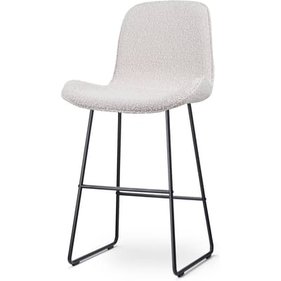 Nolon Nino-Fé Barkruk Bouclé Beige - Stof - Zwart Onderstel - 75 cm - Barkruk met Rugleuning