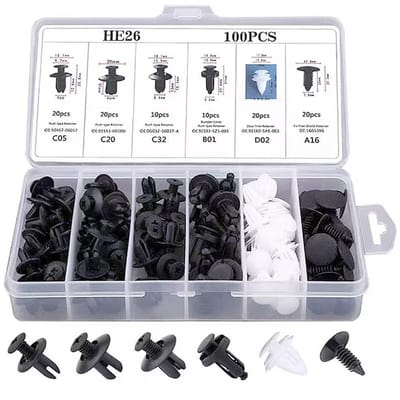 auto bevestigingsclips - Plastic Clips Popnagel - Motor Kuip Clips - Auto Interieur Montage Clipjes - Bevestiging voor Auto Deurpanelen - Auto Fastener Clip - Kit Spatbord Klinknagel Clips - LOUZIR