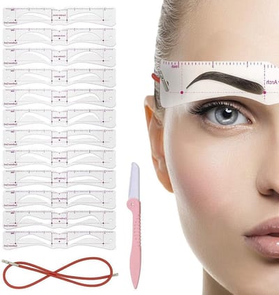 Complete Set van 24 Herbruikbare Wenkbrauwsjablonen met Straps en Wenkbrauwschaver voor Perfecte Make-up en Vrouwelijke Verzorging