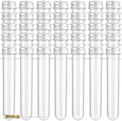 50 Stuks 45ml Heldere Plastic Proefbuizen met Schroefdop voor Opslag van Bloemen, Snoep, Zaden en Kralen