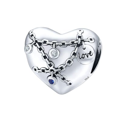 Chained love hart met zirconia bedel | bedels voor armband | liefde bead | Zilverana | geschikt voor alle bekende merken | 925 zilver | moederdag