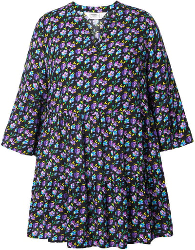Angel of Style - Dames - Blouse comfortabele pasvorm bloemetjes volants - Zwart - Maat 42