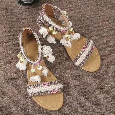 Sandalen met sleehak Damesschoenen Zomer Trends Mode Peep Toe Kwastje Romeinse Sandalen Comfortabel Bedekt Hiel Casual Strand Schoenen 41 Chocola