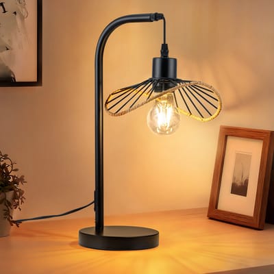 NETTLIFE E27 Zwarte Tafellamp - Vintage Nachtlampje - Met Kabel - Retro Metalen Leeslamp - Voor Slaapkamer Woonkamer Bureau - Zonder Lamp