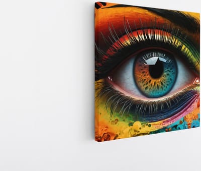 Saammp Canvas Schilderij - Kleurrijk oog - Vrouw - abstract - 20x20 - Foto op canvas - Wanddecoratie - Muurdecoratie Woonkamer - Slaapkamer decoratie - Canvas Print