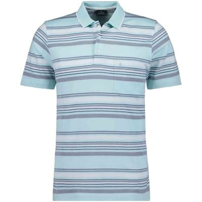 Ragman Polo Soft Knit Multi Stripe Jade-Blue / male