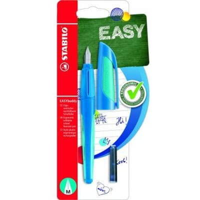 Vulpen stabilo easybuddy rechtshandig medium Donkerblauw/lichtblauw blister